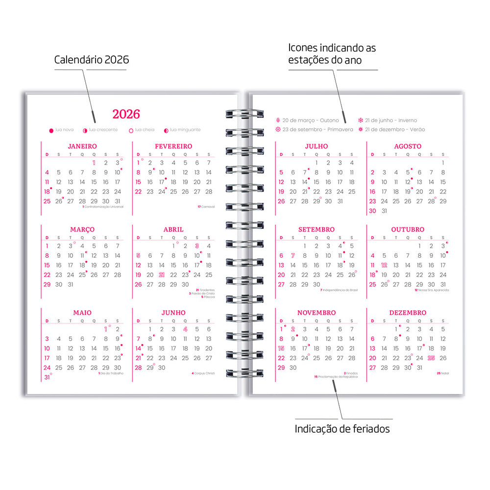 Agenda 2026 Personalizada Flores Rosa