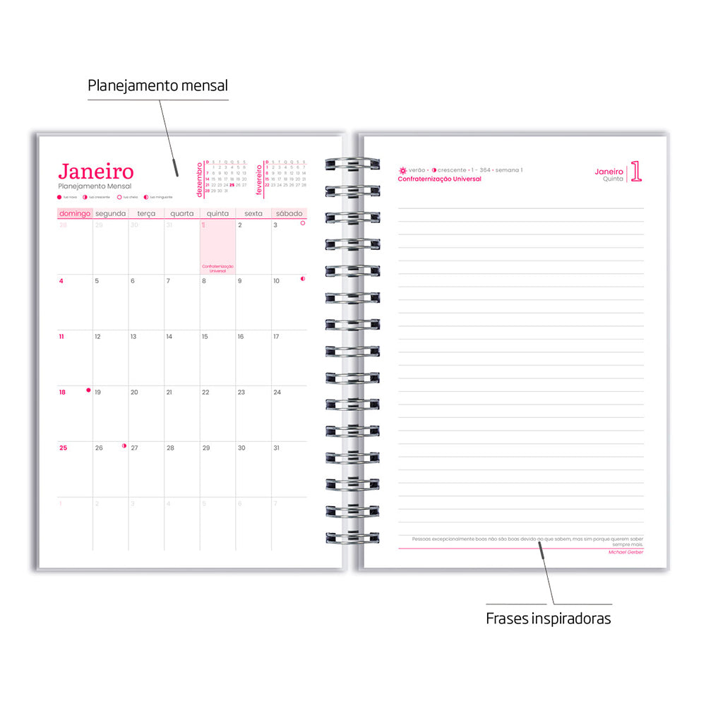 Agenda 2026 Personalizada Flores Rosa
