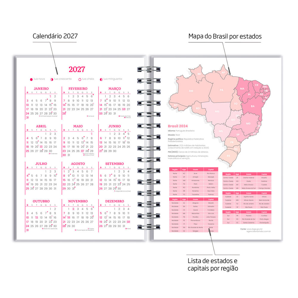 Agenda 2026 Personalizada Flores Rosa