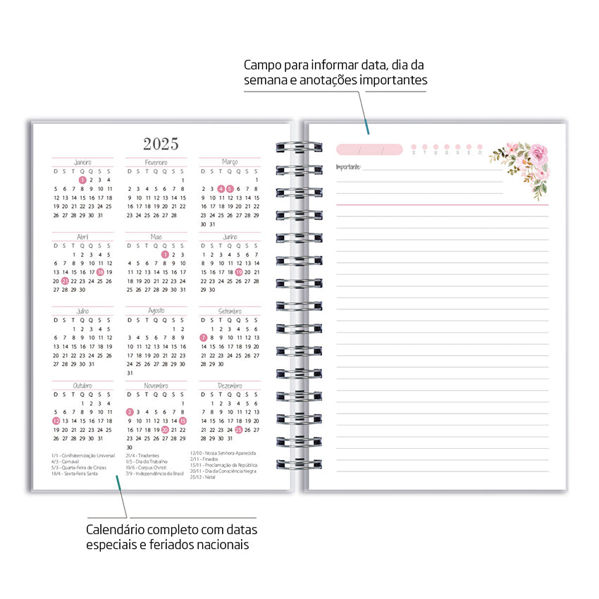 Caderno Personalizado - Flores Rosa