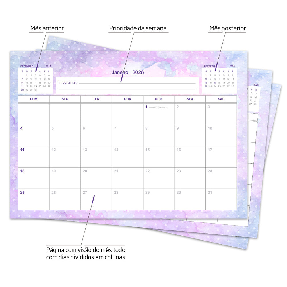 Desk Planner Mensal Personalizado