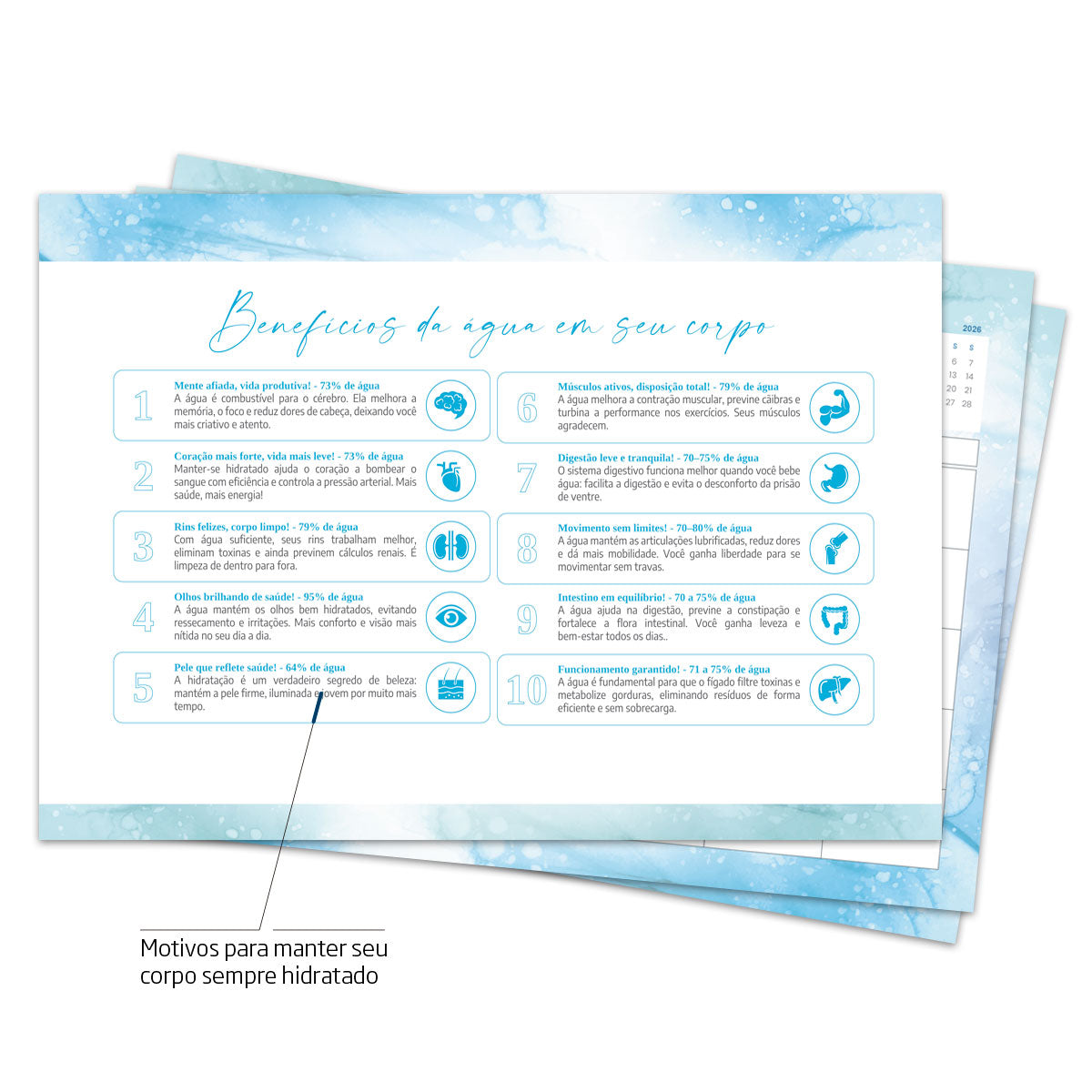 Desk Planner Mensal Brisa Azul Personalizado