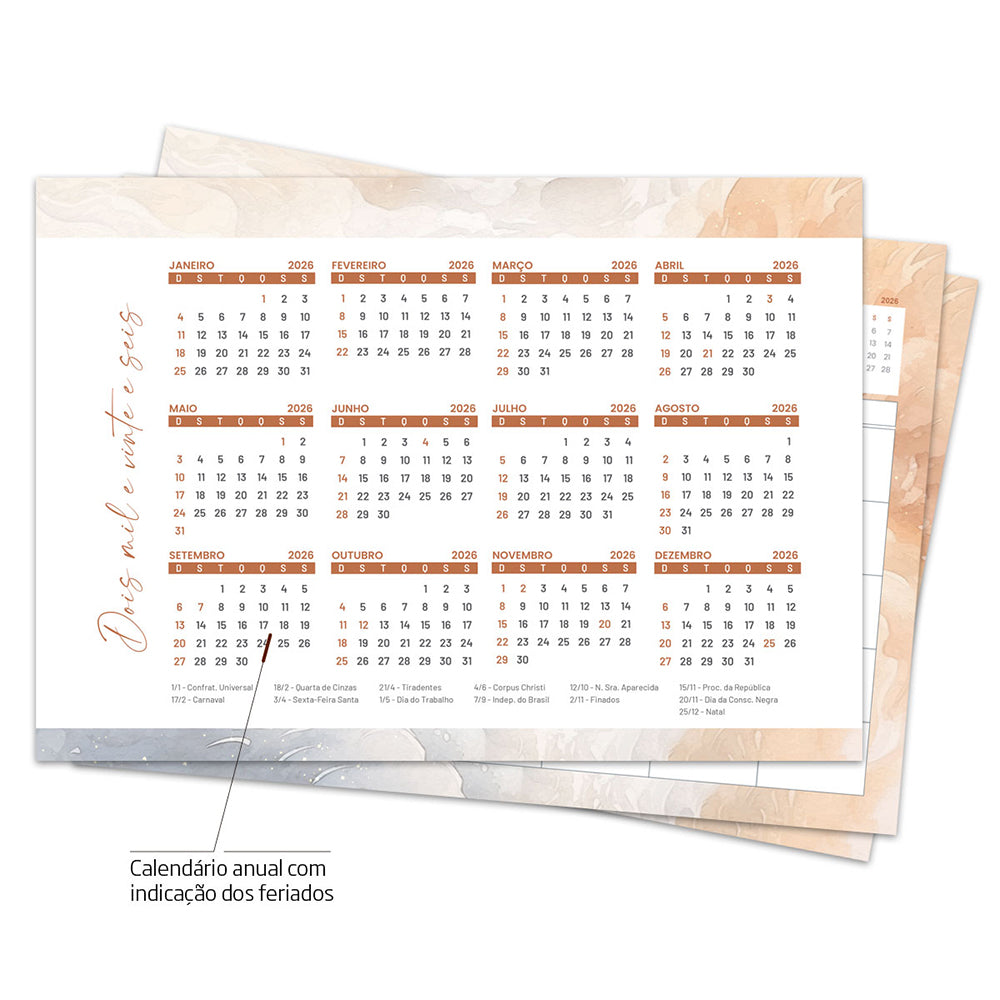 Desk Planner Mensal Terracota Personalizado