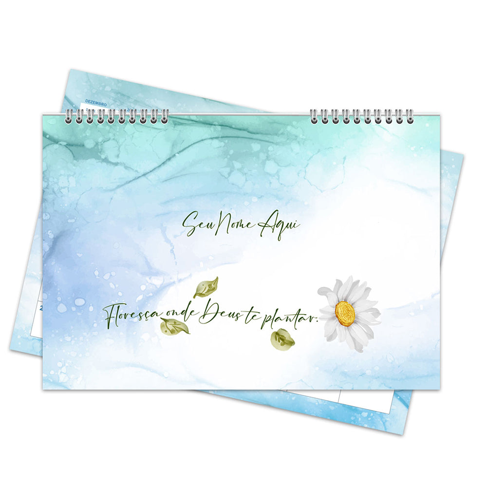 Desk Planner Mensal Brisa Azul Personalizado
