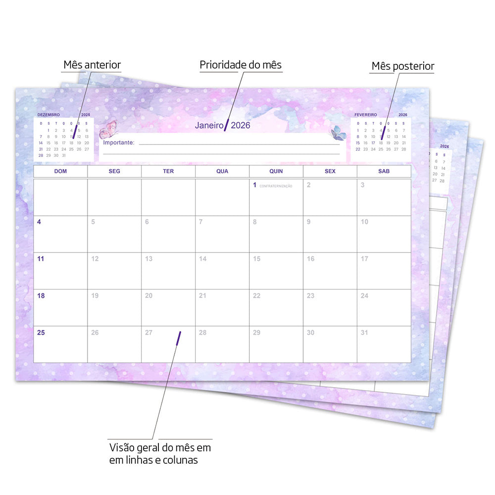 Desk Planner Mensal Encanto Personalizado
