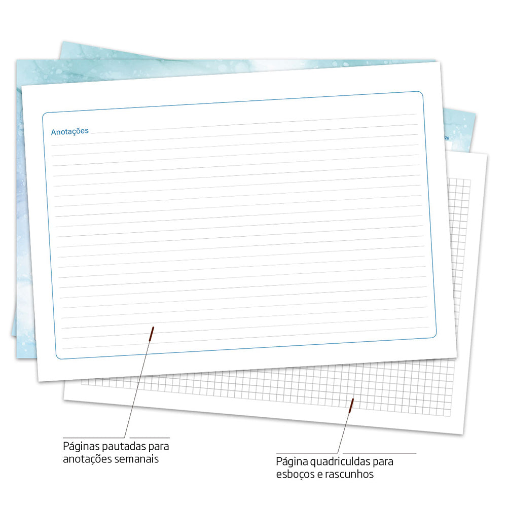 Desk Planner Mensal Brisa Azul Personalizado