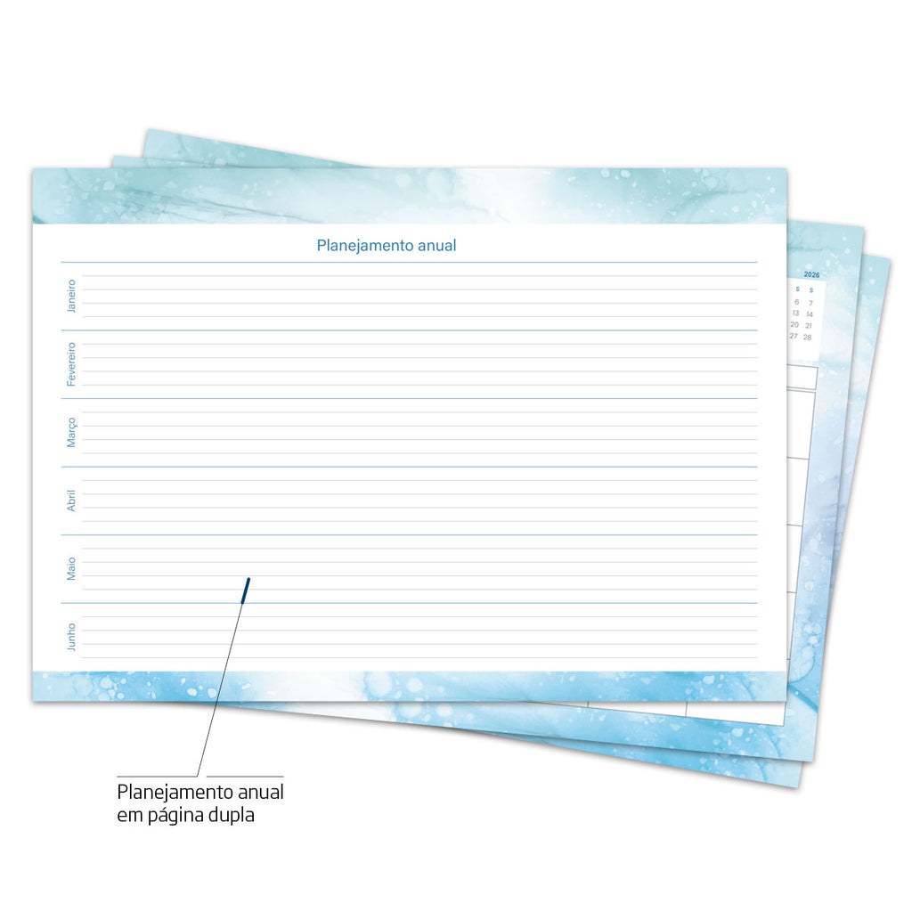 Desk Planner Mensal Brisa Azul Personalizado