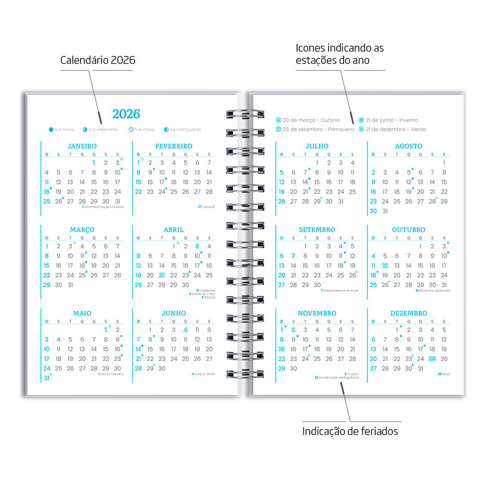 Agenda 2026 Personalizada Mármore Aqua