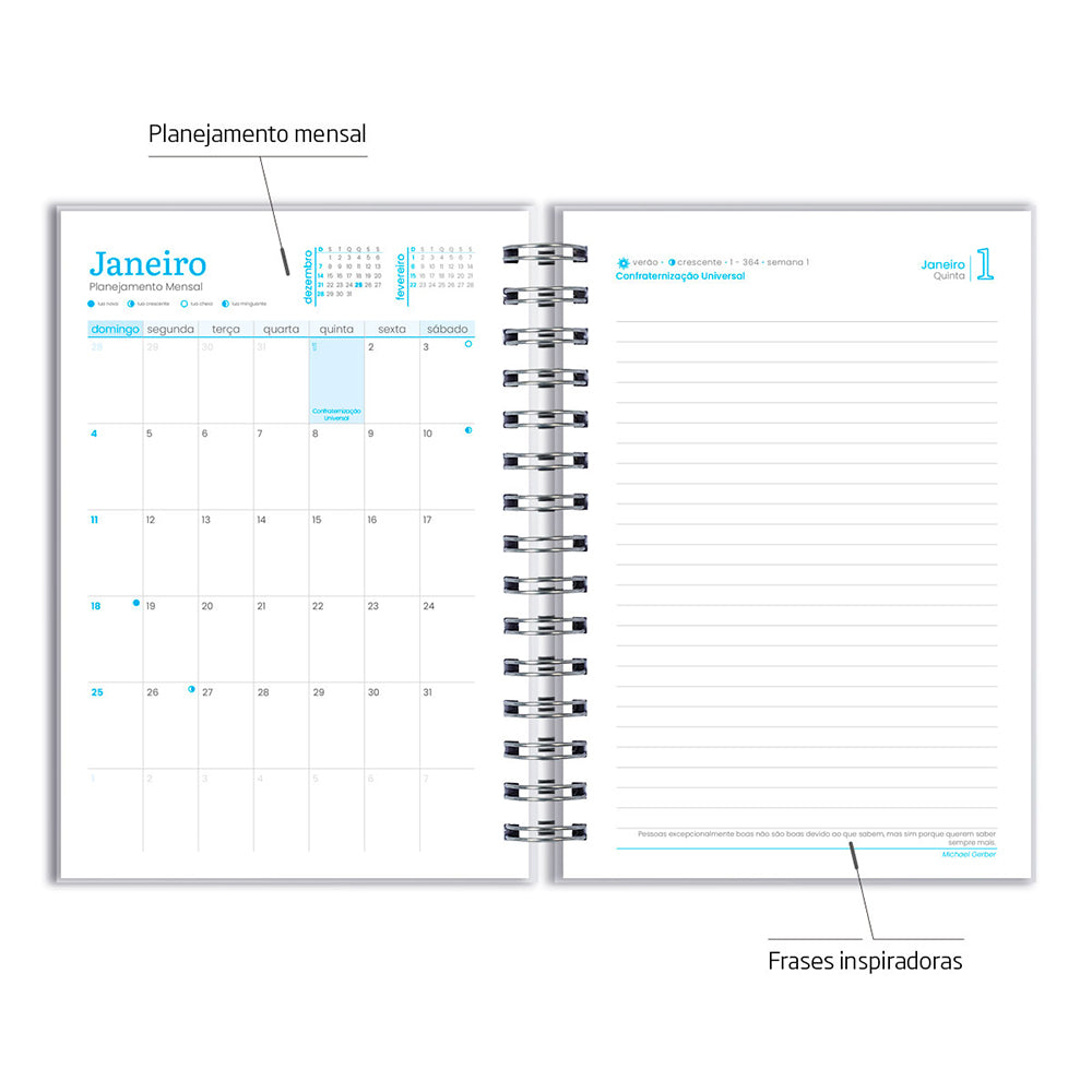 Agenda 2026 Personalizada Mármore Aqua