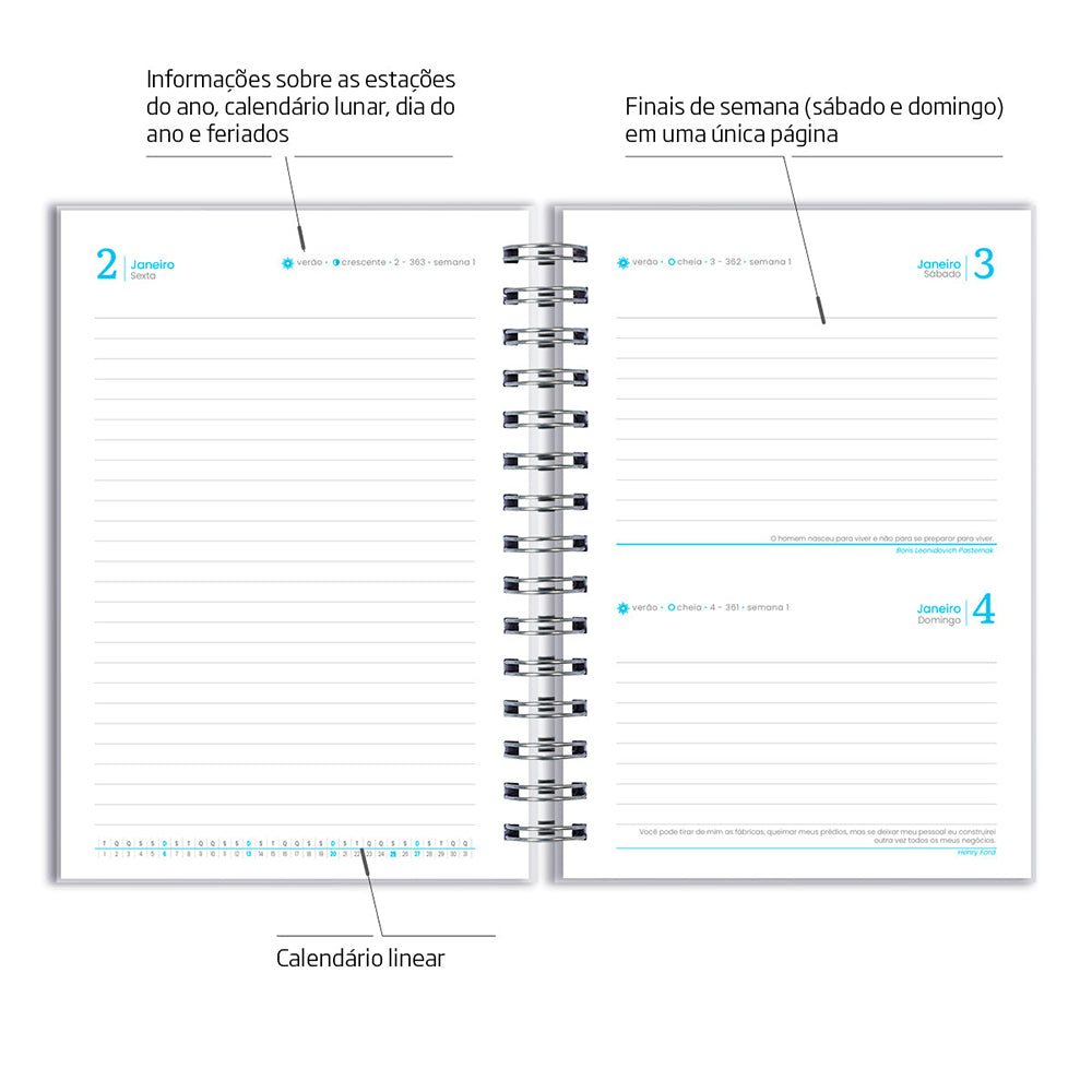 Agenda 2026 Personalizada Mármore Aqua
