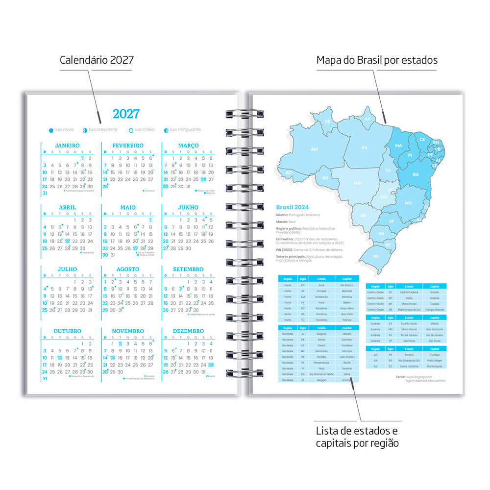 Agenda 2026 Personalizada Mármore Aqua