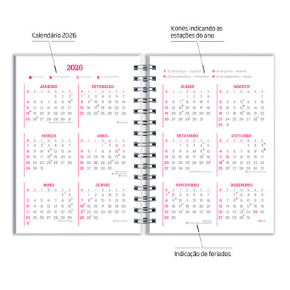 Agenda 2026 Personalizada Flores Rosa