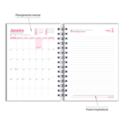 Agenda 2026 Personalizada Flores Rosa