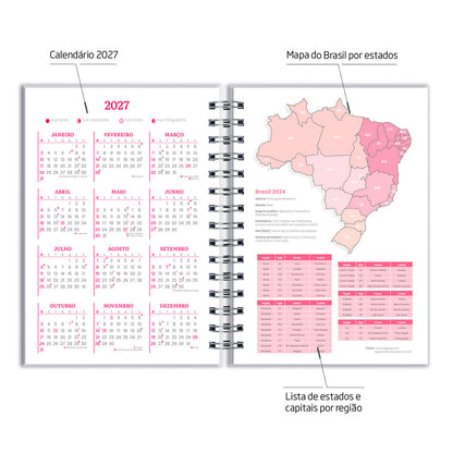 Agenda 2026 Personalizada Flores Rosa