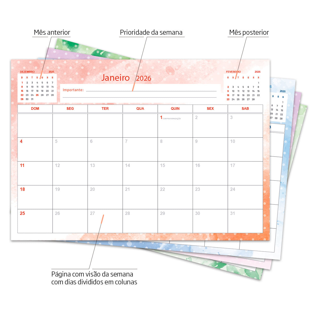 Desk Planner Mensal Personalizado