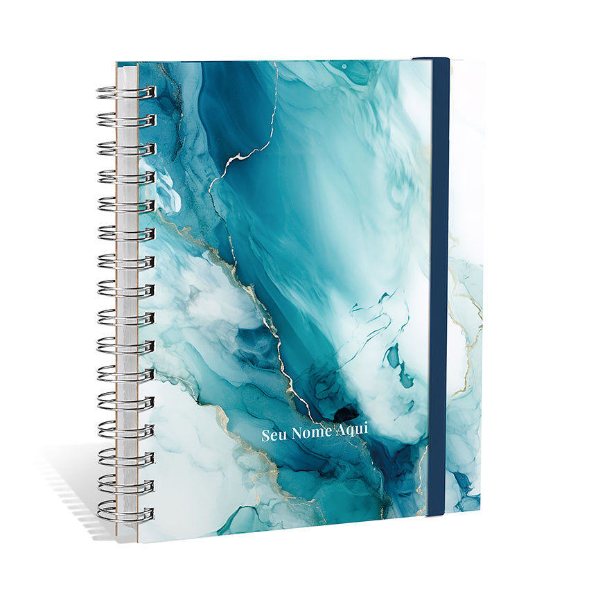 Planner 2027 Personalizado Mármore Premium Turquesa