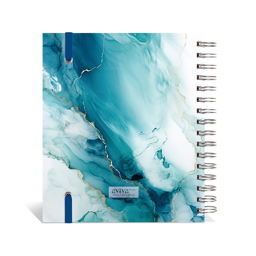 Planner 2027 Personalizado Mármore Premium Turquesa