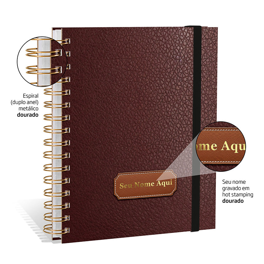 Planner 2027 Personalizado Oxford Prestige Cognac