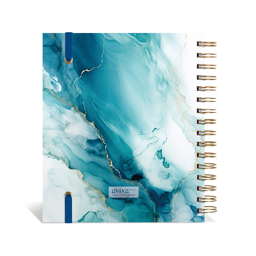 Planner 2027 Personalizado Mármore Prestige Turquesa