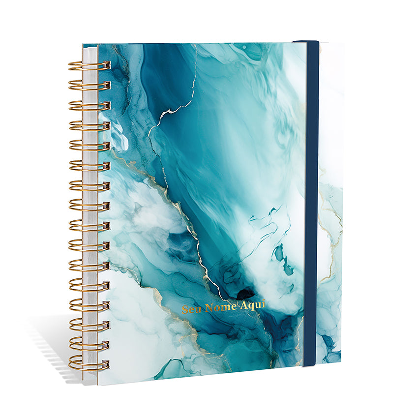 Planner 2027 Personalizado Mármore Prestige Turquesa