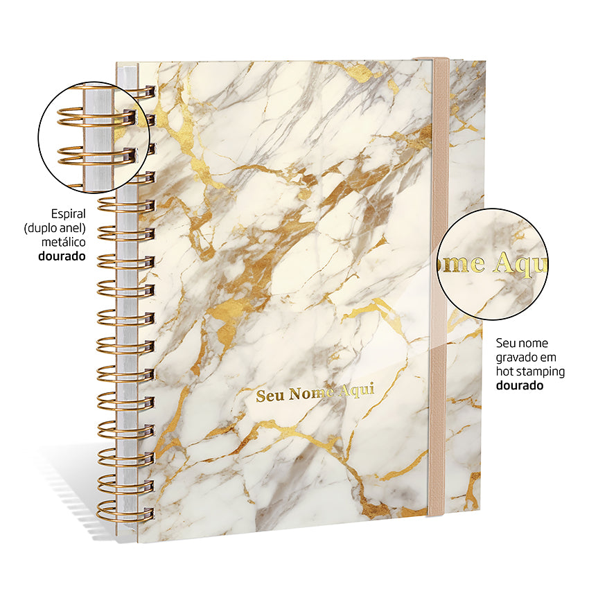 Planner 2027 Personalizado Mármore Prestige Alabastro