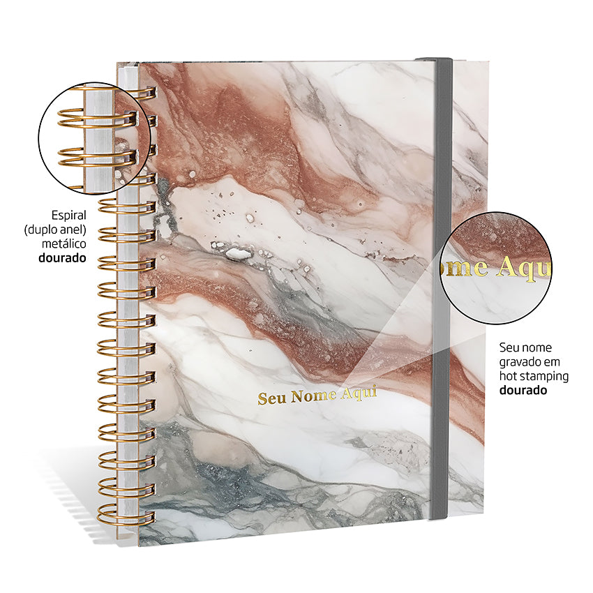 Planner 2027 Personalizado Mármore Prestige Sienna