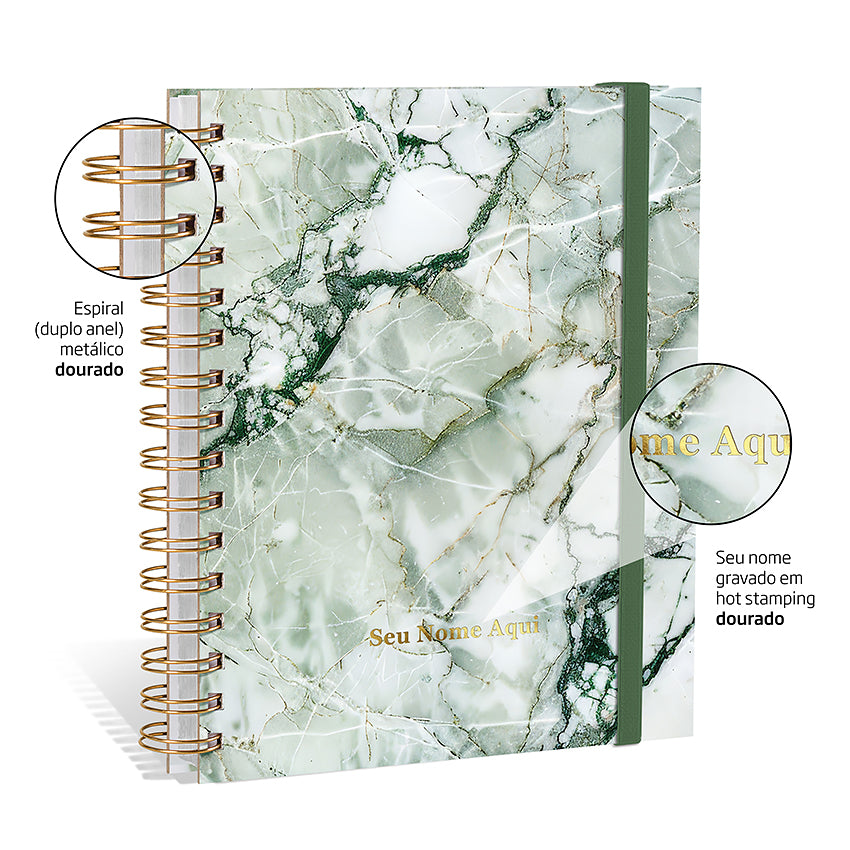 Planner 2027 Personalizado Mármore Prestige Jade