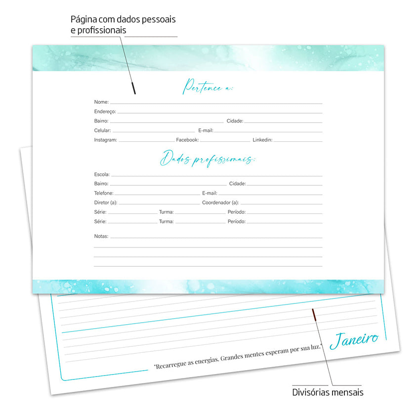 Desk Planner Semanal Brisa Azul Personalizado