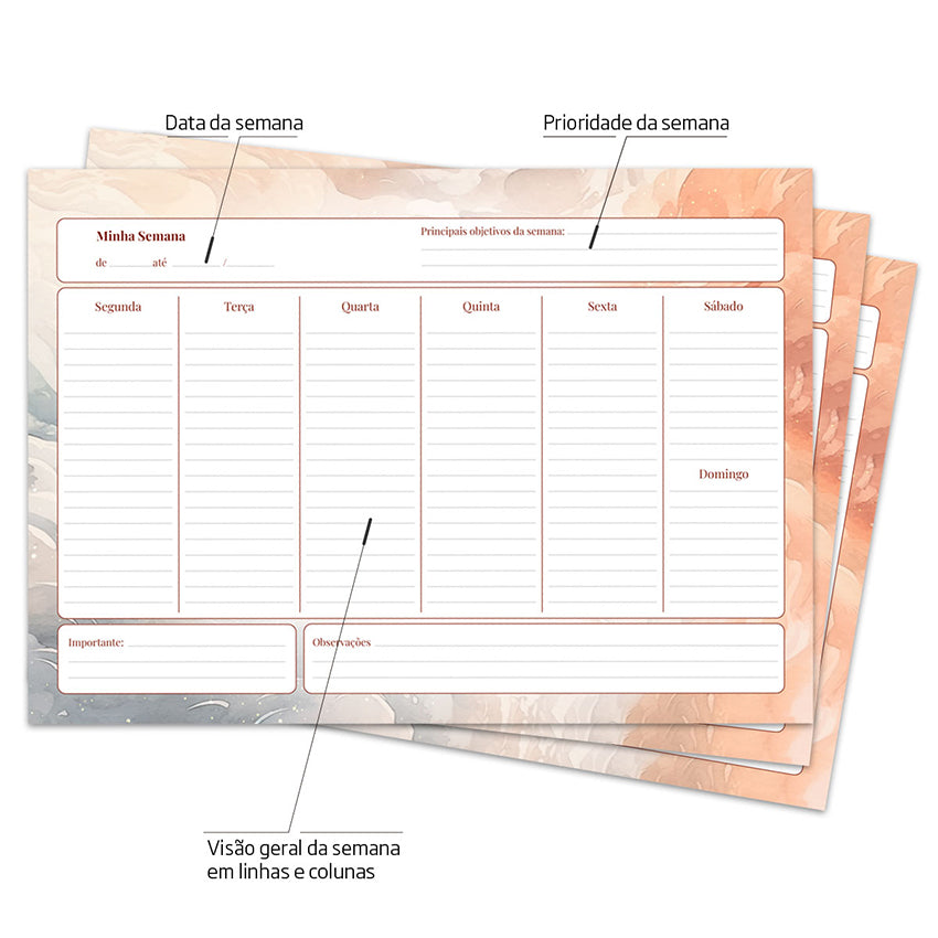 Desk Planner Semanal Terracota Personalizado